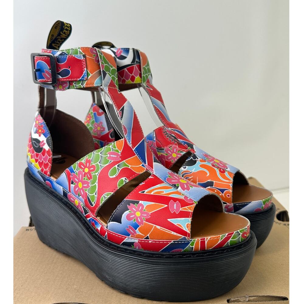 Dr. Martens Bessie Psychedelic Tattoo Wedge Sandals Women's Sz 8 - Picture 2 of 11